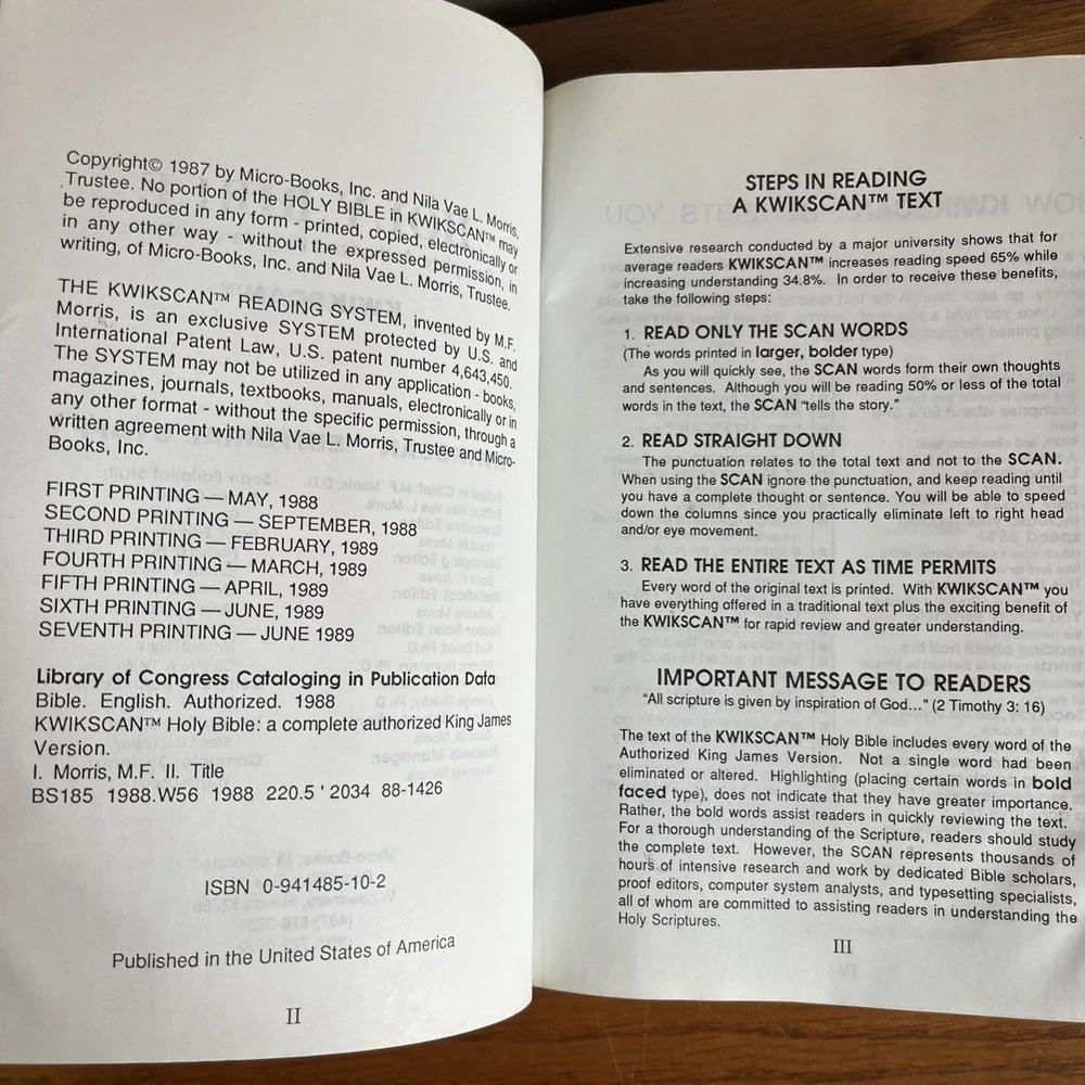 Kwikscan Holy Bible: Complete Authorized King James Version 1987